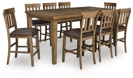 Broxtyn Counter Height Dining Table and 8 Barstools
