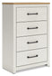Linnocreek Twin Panel Bed with Mirrored Dresser, Chest and Nightstand