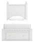 Mollviney Twin Panel Storage Bed with Mirrored Dresser and Chest