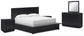 Londer California King Panel Bed with Mirrored Dresser and 2 Nightstands