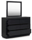 Londer King Panel Bed with Mirrored Dresser, Chest and 2 Nightstands