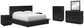 Londer King Panel Bed with Mirrored Dresser, Chest and 2 Nightstands