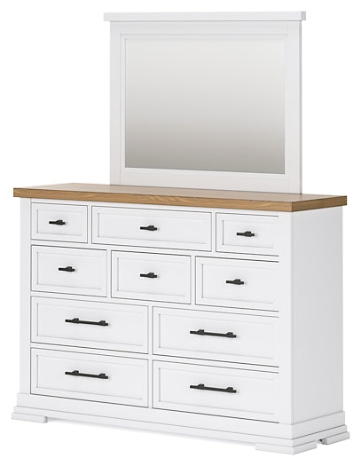 Ashbryn Queen Panel Storage Bed with Mirrored Dresser, Chest and Nightstand