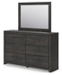 Delmorta King Panel Bed, Dresser and Mirror