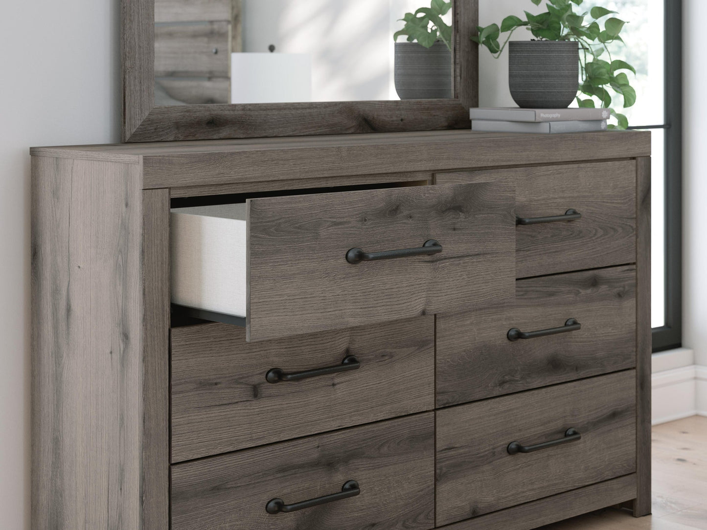 Urbanoore Full Panel Bed, Dresser, Mirror, Chest and Nightstand