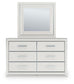 Birmonton King Upholstered Panel Platform Bed, Dresser and Mirror
