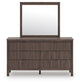 Cadmori King Upholstered Panel Bed, Dresser, Mirror and Nightstand