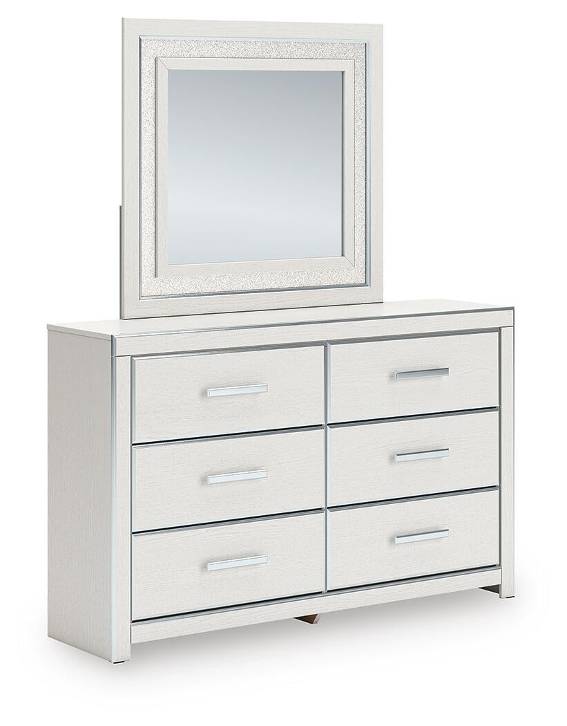Birmonton King Upholstered Bed, Dresser, Mirror and Nightstand