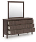 Cadmori Queen Upholstered Panel Platform Bed, Dresser, Mirror and Nightstand