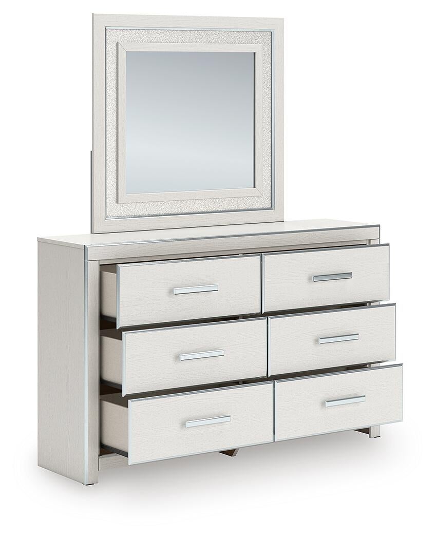 Birmonton Queen Upholstered Bed, Dresser and Mirror