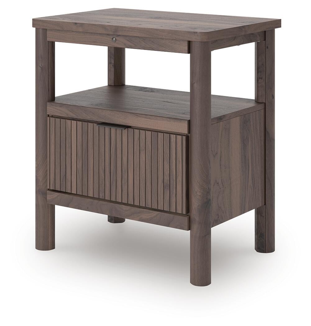 Cadmori Queen Upholstered Panel Bed, Dresser, Mirror, Chest and Nightstand