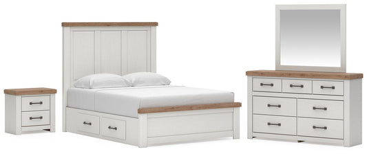 Savonport Queen Panel Bed with Storage. Dresser, Mirror and Nightstand