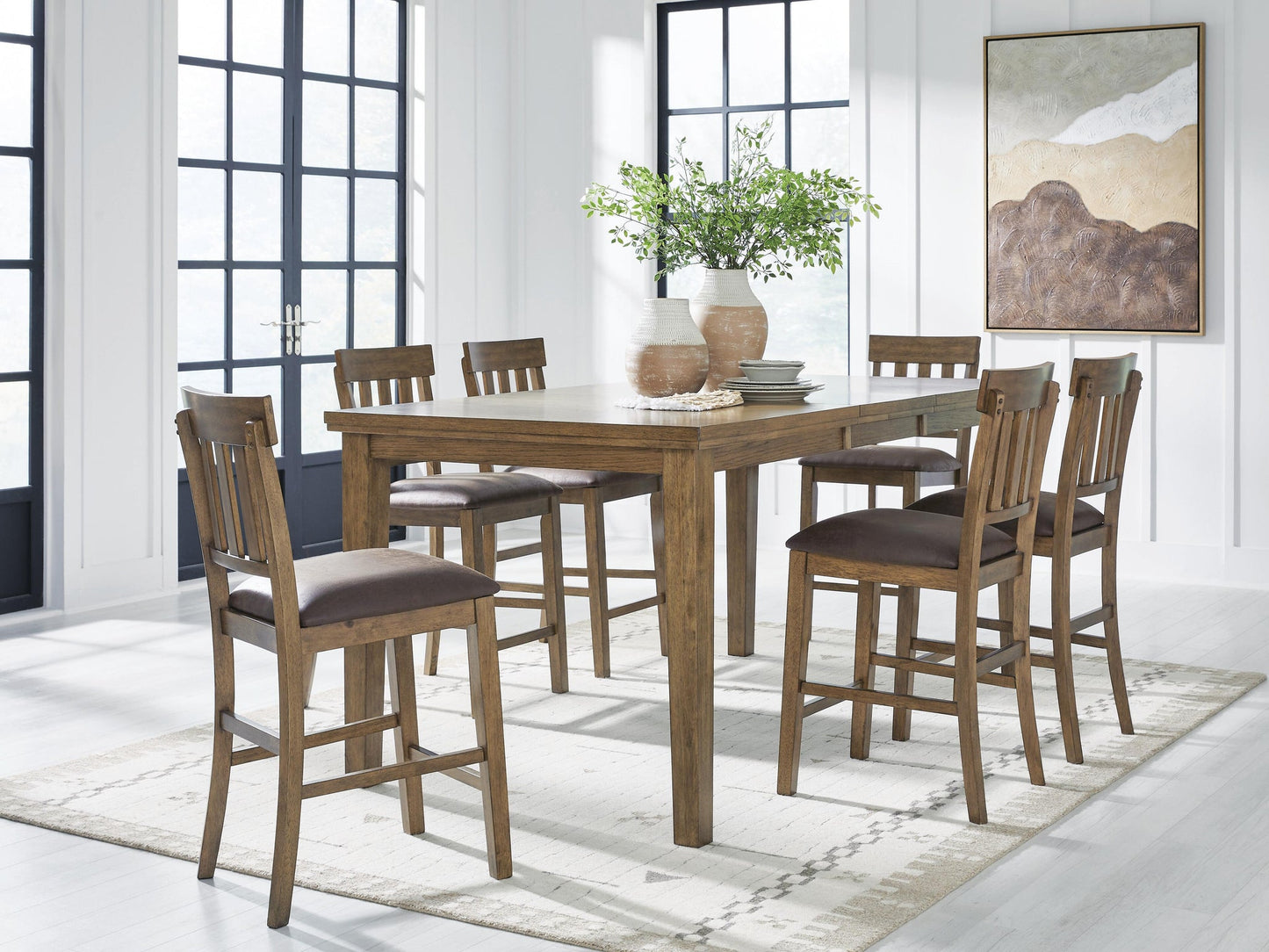 Broxtyn Counter Height Dining Table and 6 Barstools