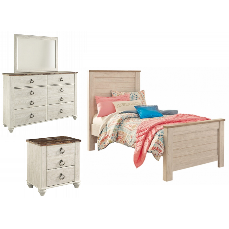 Willowton 4pc Twin Panel Bed Set