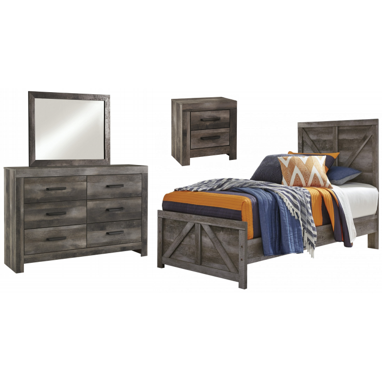 Wynnlow 4pc Twin Crossbuck Panel Bed Set