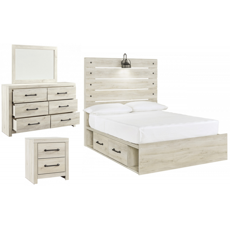 Cambeck 4pc Full Size Bed Set With 4 Drawer Storage
