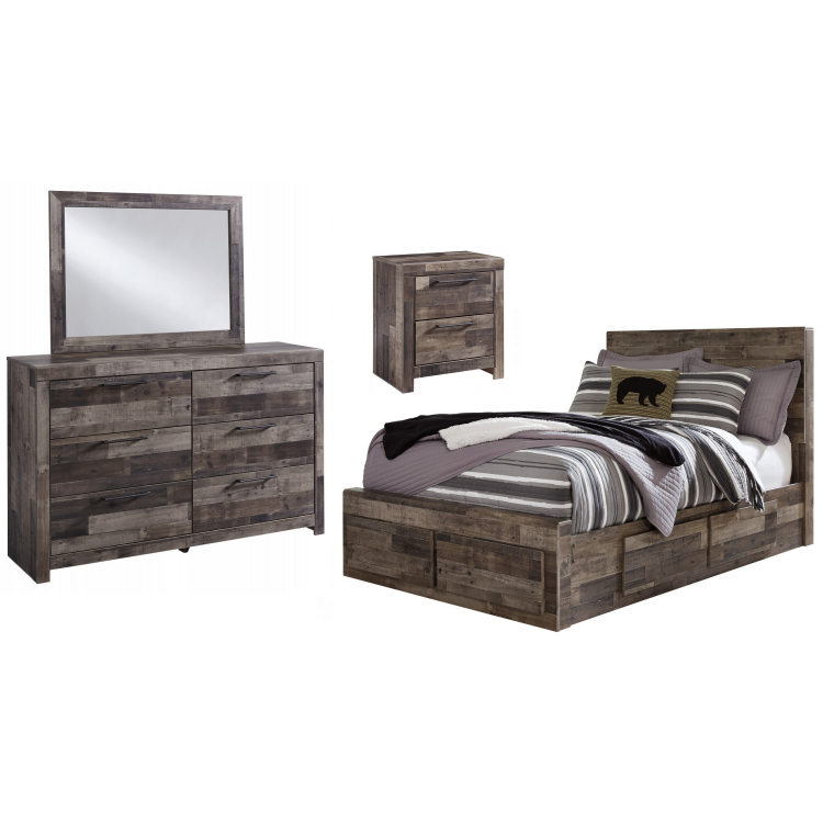 Derekson 4pc Full Panel Bed Set w/6 Drawers Storage