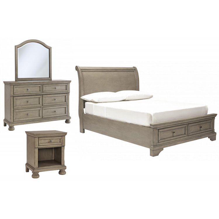 Lettner 4pc Full Sleigh Bed Set with Storage