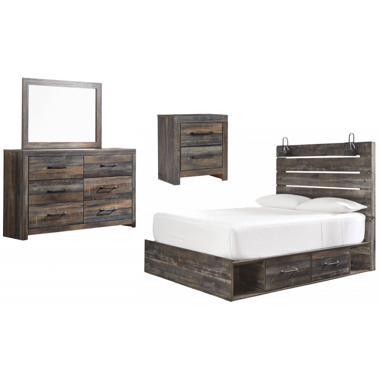 Drystan 4pc Queen Panel Bed Set with 4 Storage