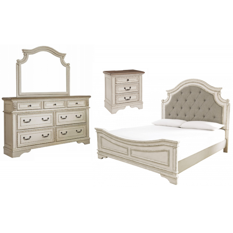 Realyn - 4pc Queen Upholstered Panel Bed Set