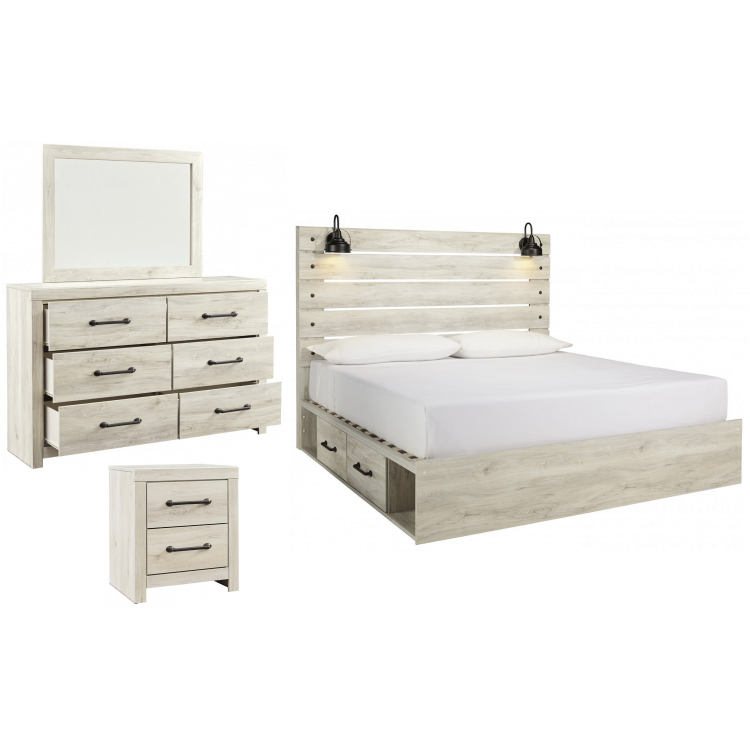 Cambeck 4pc King Size Bed Set With 2 Drawer Storage