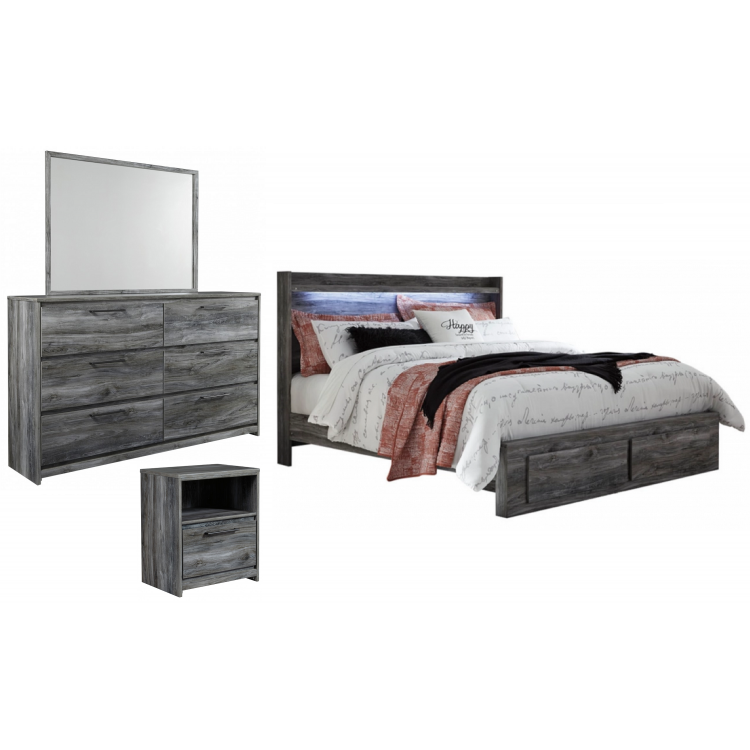 Baystorm 4pc King Panel Bed Set with Storage