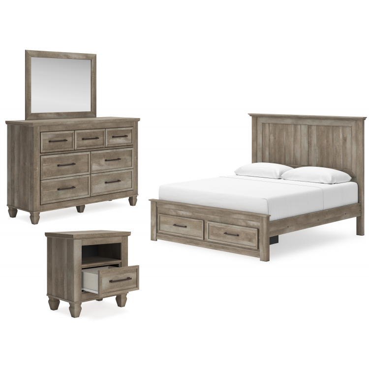 Yarbeck - 4pc King Panel Bed with Storage Set