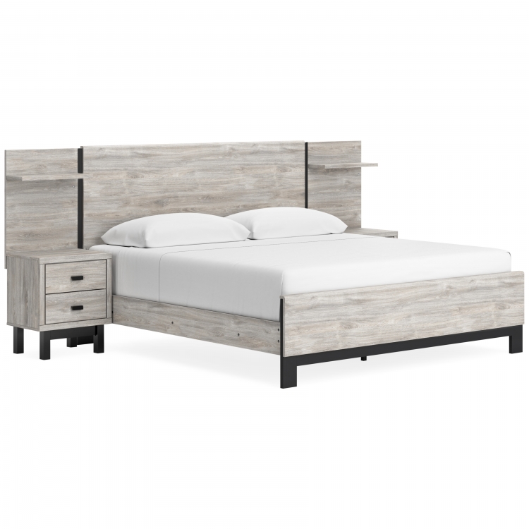 Vessalli 4pc King Panel Bed with Extensions Set