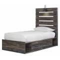 Drystan 4pc Twin Panel Bed Set with 4 Storage Drawers