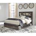 Drystan 4pc Queen Bookcase Bed Set with 4 Storage