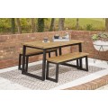 Town Wood 3pc Outdoor Dining Table Set