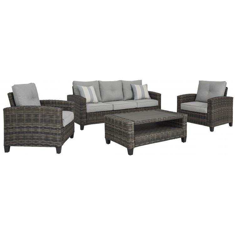Cloverbrooke - 4pc Outdoor Sofa + 2 Chairs + Table