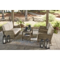 Braylee 4pc Outdoor Loveseat + 2 Chairs + Table