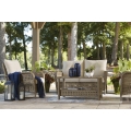 Braylee 4pc Outdoor Loveseat + 2 Chairs + Table