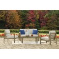 Fynnegan 4pc Outdoor Loveseat + 2 Chairs + Table