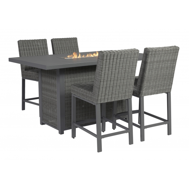Palazzo 5pc Outdoor Counter Height Fire Pit Table Set
