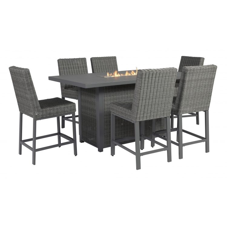 Palazzo 7pc Outdoor Counter Height Fire Pit Table Set